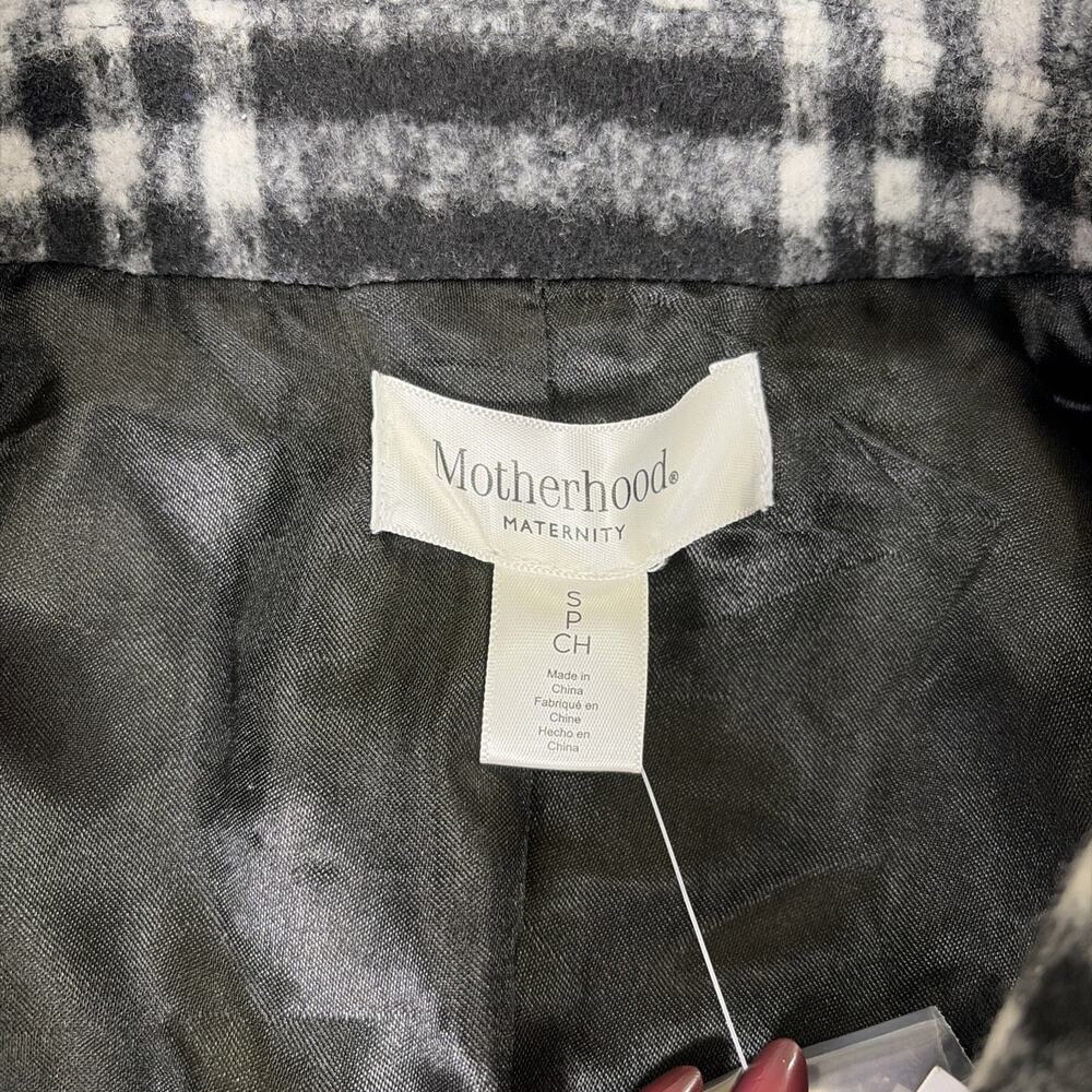 NWT Motherhood Maternity Women's Pea Coat Black & White Plaid Size Small Chrty - Picture 14 of 16